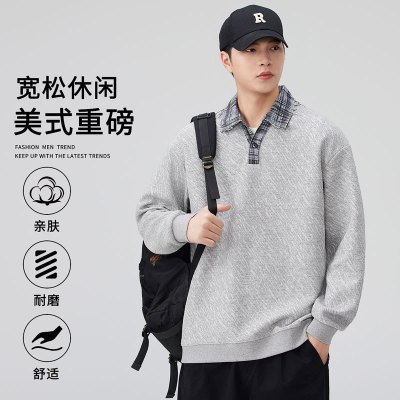 JEEP SPIRIT吉普360g重磅泡泡格POLO卫衣长袖上衣男装