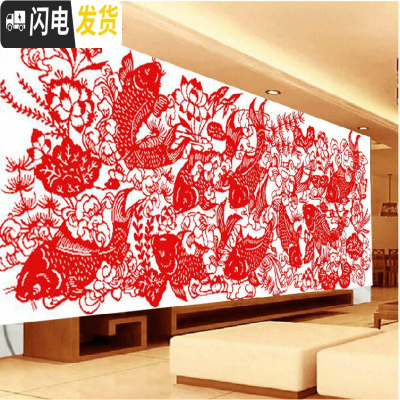 三维工匠富贵有余剪纸十字绣九条九鱼图年年有余线绣新款2019简单 埃及生态棉/200x75CM印花+绣绷