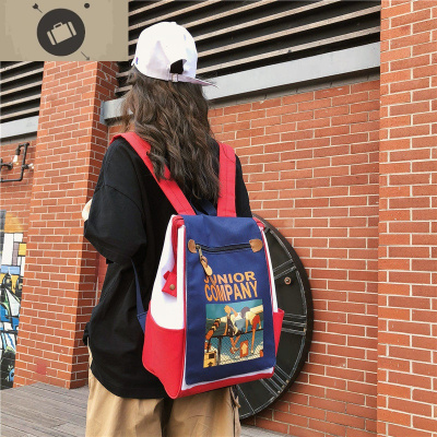 日版古着感少女书包双肩包女韩版ulzzang高中学生ins超火初中背包艾狄伊娃