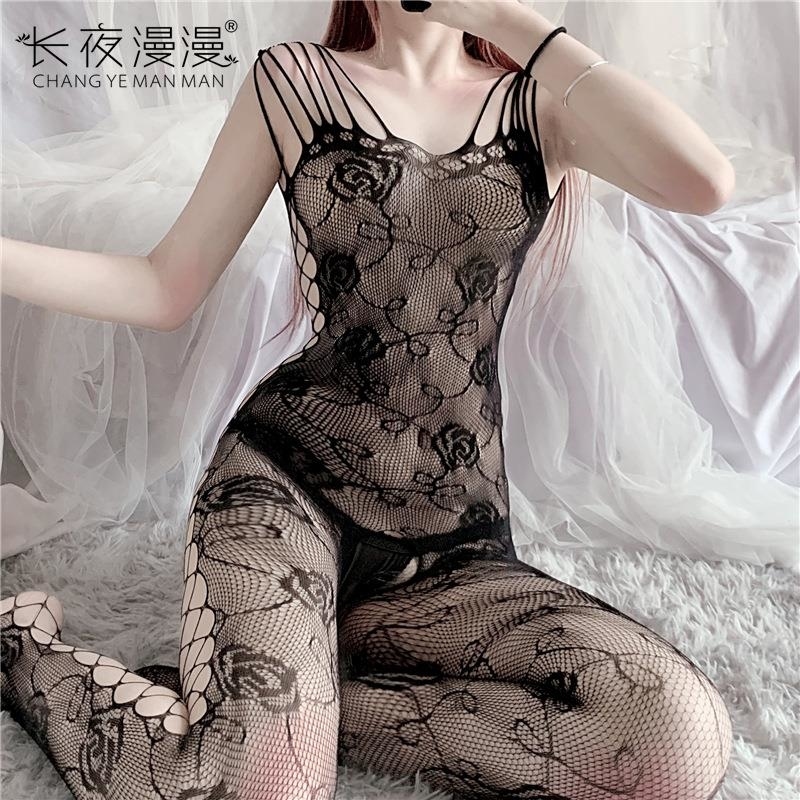 长夜漫漫情趣内衣女性感吊带诱惑开档连体网衣连裤袜026