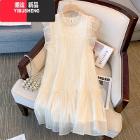 YIBUSHENG法式无袖连衣裙女士季2024新款小个子高级感仙森系蕾丝网纱裙