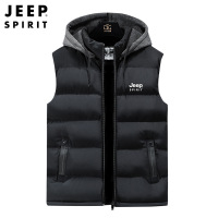 JEEP SPIRIT吉普连帽马甲男装秋季加厚保暖新款青年时尚休闲无袖棉外套