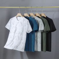 渔人船长夏季加肥加大大码男士运动T恤运动休闲迷彩印花圆领短袖