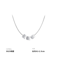 925纯银方块吊坠项链女简约锁骨链小众设计气质2025年夏送女朋友老婆情人节七夕生日礼物