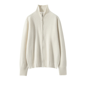 年秋冬季女士新款羊绒针织衫针织衫开衫毛衣圆领韩系气质坑条