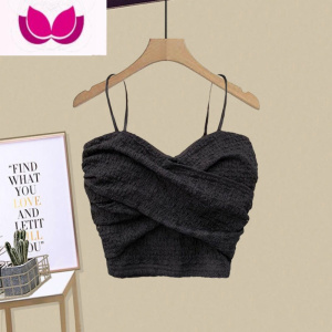 七斓夏季复古辣妹套装女夏法式性感交叉吊带背心休闲短裤小个子套