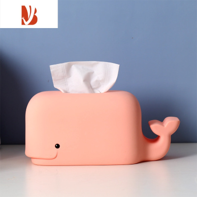 三维工匠纸巾盒儿童高颜值卡通可爱抽纸盒家用客厅卧室硅胶水洗纸巾盒创意 粉色鲸鱼(硅胶材质)