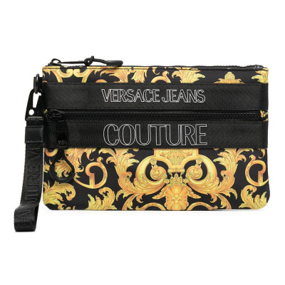 versacejeanscouture范思哲男女同款黑色微标印花饰手拿包EE3YWAPA2-E71895-E899