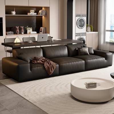 意式极简真皮沙发头层牛皮客厅简约现代轻奢直排大黑牛沙发-卡尔适大黑牛