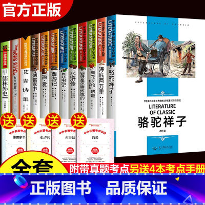 [正版]全套十二本 初中生必读课外书名著 西游记七年级原著骆驼祥子海底两万里朝花夕拾中学生阅读书籍中考12本老师上下册