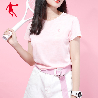 乔丹短袖t恤女2022春夏新款圆领半袖上衣透气休闲跑步运动短袖女