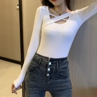 衣服女新款秋季上衣设计感内搭打底衫黑色修身显瘦长袖T恤女