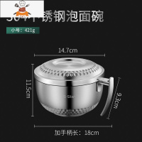 304不锈钢泡面碗家用带盖学生宿舍带把手柄单个大快餐杯饭盒餐具 敬平