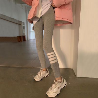 茜靓CHYLLIRN女士外穿加绒打底裤长裤修身弹力显瘦魔术裤经典百搭小黑裤浅灰色均码