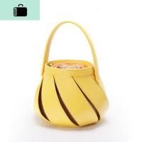 小众设计包包2020夏新款潮灯笼包简约时尚曲线镂空手提水桶包NEW LAKE 黄色女斜挎包