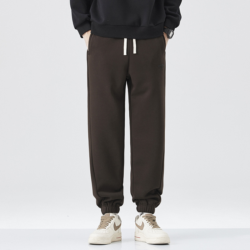 |男装 冬季加绒加厚卫裤男宽松束脚直筒休闲运动裤卫裤男