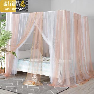 北欧风烤漆支架宫廷蚊帐网红公主床幔纱1.5米1.8m床双层单人床1.0 三维工匠