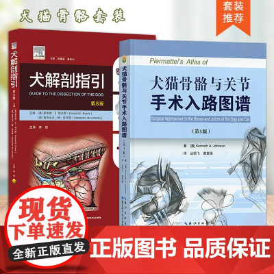 套装 2本 犬解剖指引 第8版 9787571718602犬猫骨骼与关节手术入路图谱 第5版 小动物犬猫解剖外科手术通路