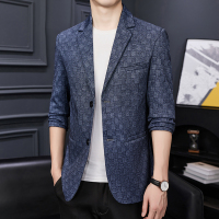 免费退换 时尚青年单西便服男士商务休闲外套秋新款格子西装男修身西服春秋单西修身外套西服西装专柜正品特款