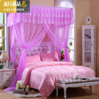 蚊帐家用1.8m床u型导轨伸缩加密加厚1.5米纹账1.2支架2.0×2.2 三维工匠