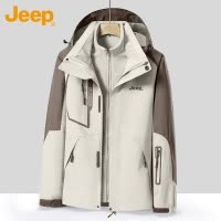 Jeep吉普三合一夹克男士2025春秋运动防风冲锋上衣休闲抓绒外套男