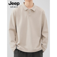JEEP SPIRIT翻领长袖t恤男士2025年秋季潮牌纯色休闲运动polo衫男