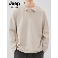 JEEP SPIRIT翻领长袖t恤男士2025年秋季潮牌纯色休闲运动polo衫男