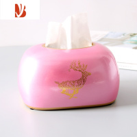 三维工匠北欧简约纸巾盒轻奢客厅餐厅家用创意陶瓷卧室少女可爱纸抽餐巾盒 粉红(面包款)