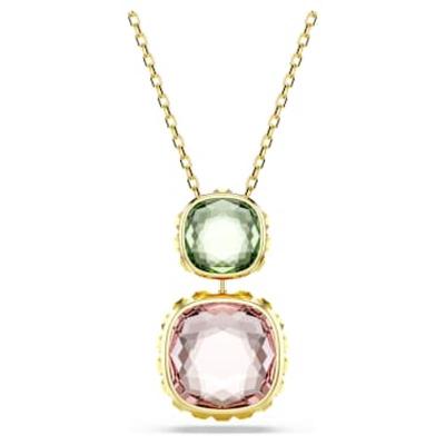 Swarovski女锁骨链多彩可翻转项链金色镀层搭配水晶吊坠 送女友520礼物