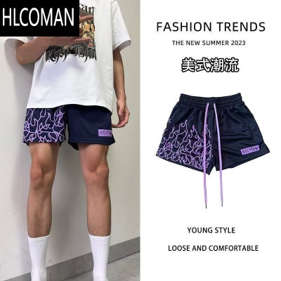 HLCOMAN夏季火焰篮球短裤男生ins美式运动三分裤速干训练裤速干