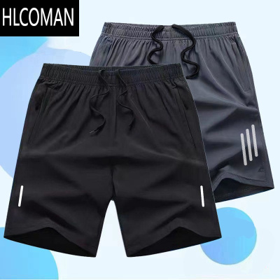 HLCOMAN夏季冰丝短裤速干透气五分裤男休闲运动加肥加大胖子沙滩裤