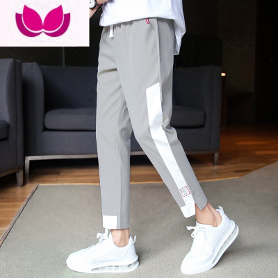 七斓九分裤子男士潮流新款2023学生宽松直筒薄款运动休闲9分裤