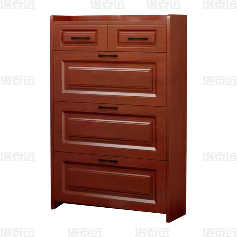 洛泰远 木质翻斗鞋柜入户门口窄边鞋柜双层双抽屉1000*240*1200mm