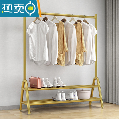 敬平加厚晾衣架落地卧室内挂衣杆家用折叠伸缩隐形凉晒藏置物衣帽架子 纳米金双板长150高160CM