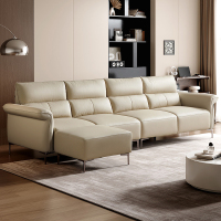 全友家居现代轻奢皮艺沙发客厅饱满座靠直排真皮沙发皮沙发