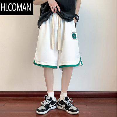 HLCOMAN夏季撞色拼接休闲短裤男潮牌运动五分裤健身篮球潮流直筒宽松中裤