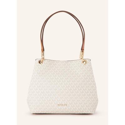 迈克·科尔斯(MICHAEL KORS)女士涂层帆布拼皮印花单肩包磁扣手提