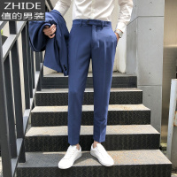 SUNTEK韩版色西裤修身小脚商务正装青年潮流休闲裤子男免烫男士西装裤西裤