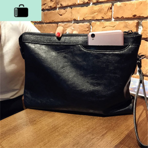 女包手拿包软皮新款简约风手包男女复古风手腕包信封包潮流单肩包NEW LAKE 纯手拿(有手带)女手包 纯手拿（有手带）