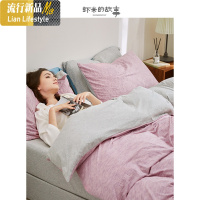 棉针织棉床上四件套 网红款棉天竺棉被套床单床笠床品 三维工匠