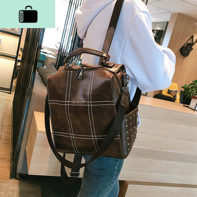 ins超火双肩包女2020新款潮时尚港风复古软皮百搭大容量背包书包NEW LAKE