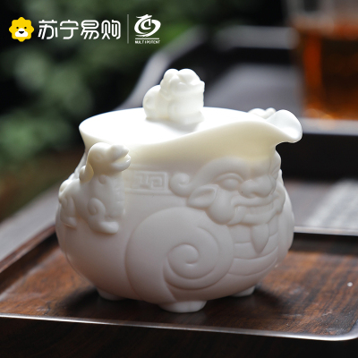 元青茶壶(MULTIPOTENT)羊脂玉中国白陶瓷功夫茶具泡茶壶单壶 麒麟壶210ml