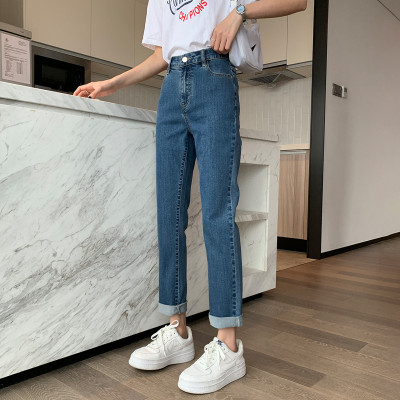 [1折价39.9元叠加优惠券]唐狮春秋新款直筒牛仔裤女修身老爹裤女士显瘦烟管裤子
