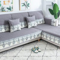 家柏饰(CORATED)四季通用防滑沙发垫坐垫子布艺全包萬能沙发套罩沙发盖布沙发巾 清婉灰 110*160cm