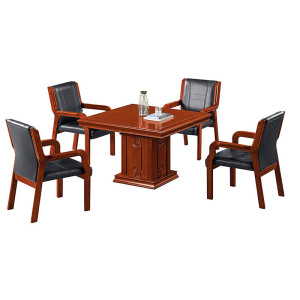 慧采云 1.1m油漆办公方桌洽谈会客桌现代中式实木贴皮办公桌