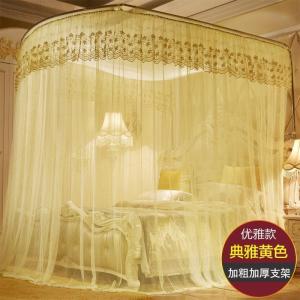美帮汇伸缩蚊帐U型加密厚纹账2米三开纹帐公主风1.5米1.8m床双人家用