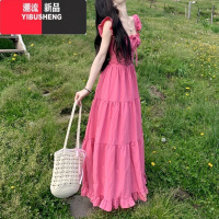 YIBUSHENG法式气质纯欲绝美连衣裙女温柔小众设计感绑带露背收腰仙长裙子
