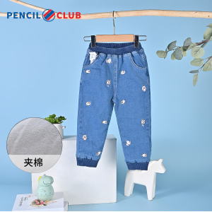 [福利]铅笔俱乐部童装女小童长裤冬装儿童牛仔棉裤宝宝保暖裤子