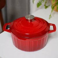 博朗菲(Borownfie) 德系珐琅铸铁锅家用 赫本红黑珐琅锅 22cm红色BO22R