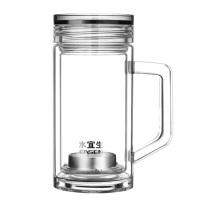 水宜生玻璃杯180ml弱碱双层玻璃泡茶杯抑菌水晶杯G628